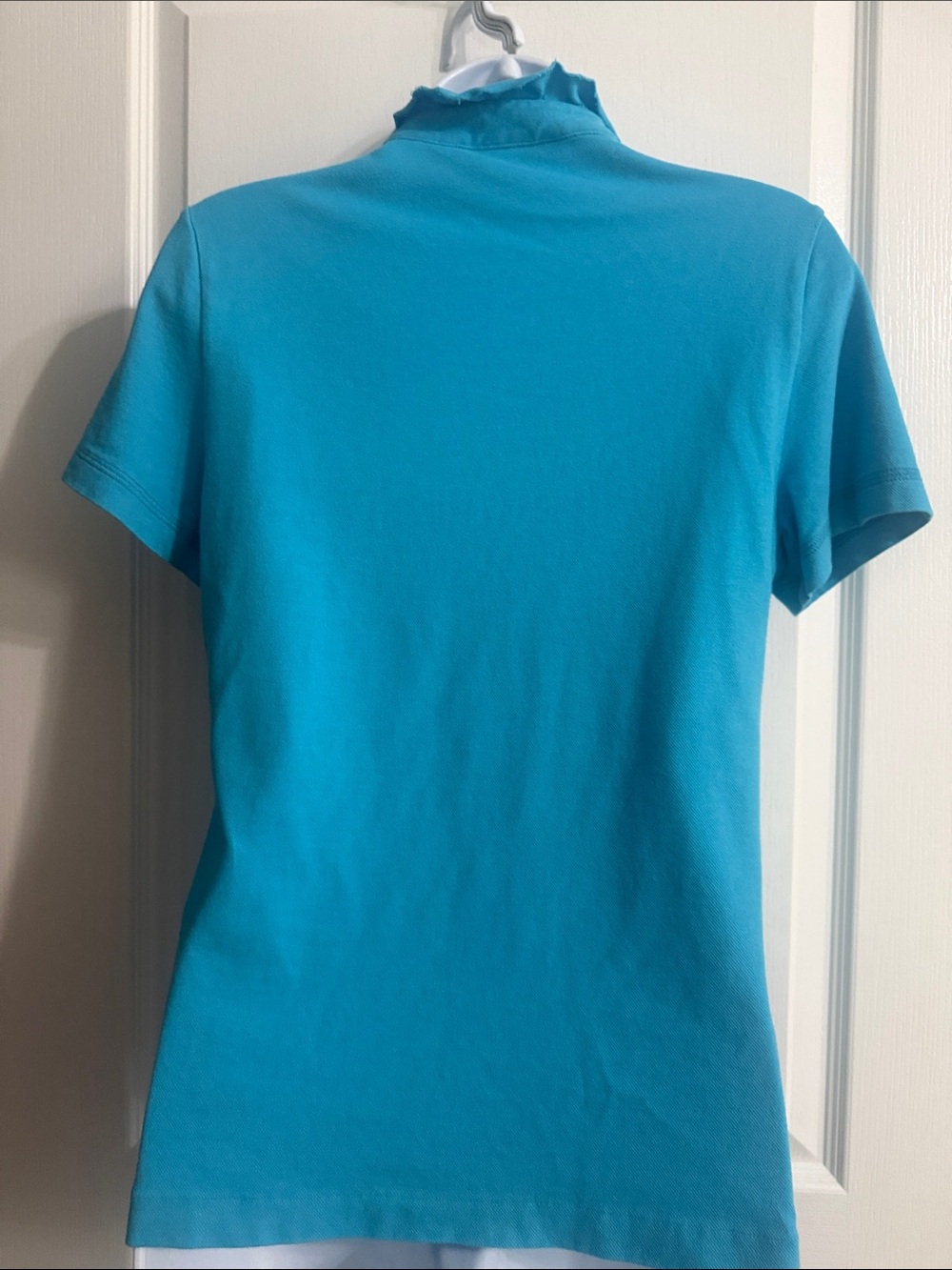 Tory Burch Aqua Ruffle-Placket Short Sleeve Tee - Picture 5 of 7